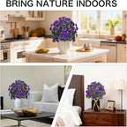 Artificial Flowers for Outdoors, Faux Outdoor Plants Fake Plants Topiary Balls Artificial Outdoor Set of 2 with Ground Spike for Home Front Porch Patio Garden Decor (Purple)