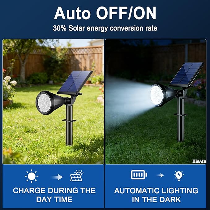 WELALO Solar Spot Lights Outdoor Waterproof IP65, 6 Pack 4 Lighting Modes Solar Powered Landscape Spotlights with Auto On/Off, Solar Garden Christmas Yard Pathway Wall Lights for Outside, Cool White