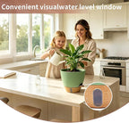 MNKXL 12"/10"/9"/8" Self Watering Pots with Visual Water Window,Extra Large Self Watering Plant Pots with Drainage Holes & Saucers,Green Planters for Indoor Plants,4-Pack