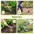 60" Weed Puller Tool with Long Handle and 17" Weeding Tools Gardening Set, Dual Side Hand Weed Rake and Hoe Garden Weeder, Uprooting Weed Pulling Remover Tool for Yard, Patio, Lawn and Garden Planting