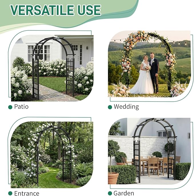 VINGLI Wooden Garden Arbor, Heavy Duty Outdoor Frame Trellis for Ceremony, Wood Trellis Garden Arch Pergola for Plant Climbing, Patio, Lawn, Wedding Ceremony (Black)
