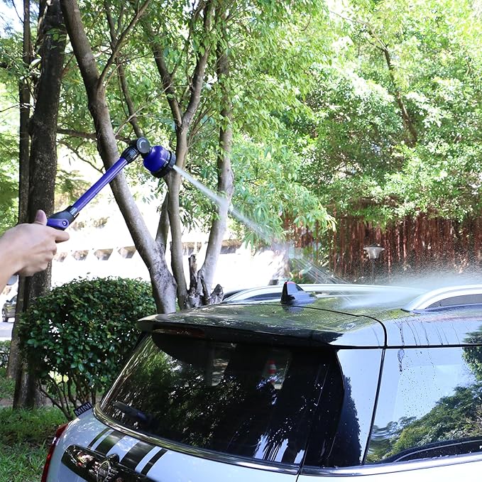 STYDDI Metal 9 Pattern Garden Watering Wand with Pivoting Head and Thumb Control, 18-Inch, Ideal for Hanging Baskets and Shrubs, Blue
