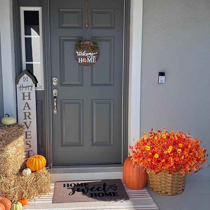 INXUGAO Artificial Fake Mums Fall Flowers for Outdoor Outside Decoration 12 Bundles Faux Silk Flowers Plants Realistic Daisy UV Resistant Fall Décor Autumn Front Door Porch Patio Yard Decoration