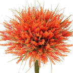 20 Bundles Artificial Plants Outdoor, UV Resistant Fake Flowers, Realistic Faux Lavender Shrubs for Porch Garden Window Box Home Decoration (Fall Orange)