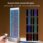Jocoevol Bubble Wall Waterfall Fountain, Acrylic Indoor Floor Standing Water Wall with Changing LED Color Lights Remote Control, 63.4" x 19", Housewarming, Home Decor (Bubble Wall)