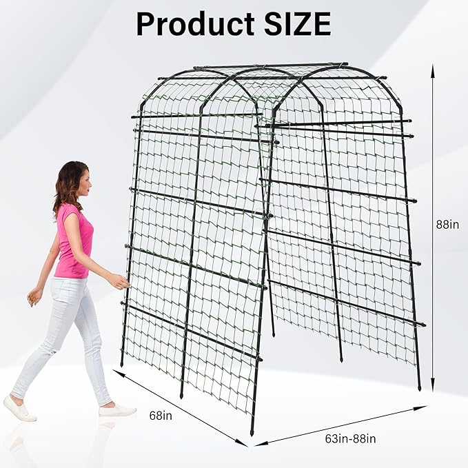 Garden Arch Trellis for Climbing Plants, Adjustable Tunnel Trellis 7.4FT Tall & 5.7 FT Depth, Metal Plant Support Garden Trellis Arch for Outdoor Climbing Vine,Vegetable, Fruit, Flower