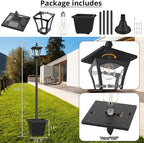 ILANCK 64 Inch Solar Lamp Post Light with Planter, 60 High Lumens Street Light, Solar Post Lights Waterproof for Garden, Pathway, Lawn, Driveway, Front Back Door Outdoor Pole Lamp（Warm）