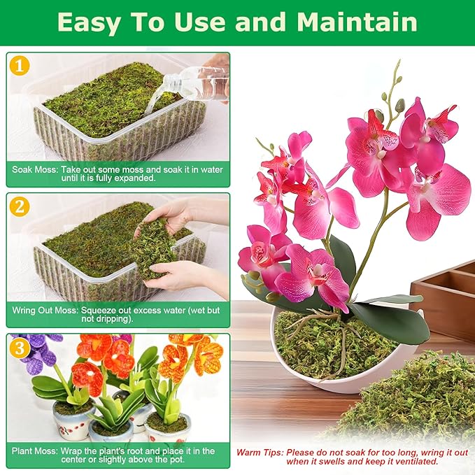 Legigo 3.3LBS Sphagnum Moss for Plants, 60QT Natural Orchid Moss Potting Mix Dired, Green Forest Plant Moss for Orchid Repotting Carnivorous Succulents Indoor Potted Plants Gardening and Reptiles