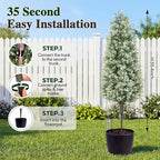 PATIO CHOICE 3ft Artificial Topiary Trees with Ground Spike Set of 2 Outdoor Faux Plants Realistic Faux Bushes and Shrubs Decorations for Outdoor Front Porch Garden