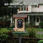 Smart Bird Feeder with Camera Solar Powered 2K HD Video, 10,000+ Species AI Recognition, Real-Time App Alerts, and Weatherproof Design for Effortless Birdwatching, Gift for Father's Day, Green Brown