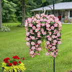 Artificial Geranium Hanging Flowers for Outdoor Decoration, 2 Bundles UV Resistant Silk Geranium Fake Plants Faux Flowers for Front Porch Garden Patio Window Box Outside Indoor Decor (Pink)