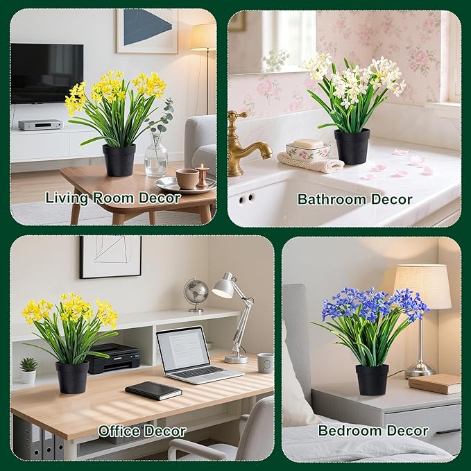 3 Pack Fake Small Plant Artificial Potted Flowers for Home Decor Fake Flower Plant Greenery Mini Faux Plant for Indoor Bedroom Living Room Office Shelf Bathroom Farmhouse Decor (Type 11)