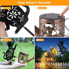 Solar Watering_Can Lights with Fairy & Flowers, Outdoor Garden Decor with Cascading String Lights, Waterproof Solar Powered Hanging Lantern for Patio Yard Pathway, Gift for Mom Cat Lovers Gardeners