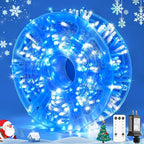 JMEXSUSS 400 LED Christmas Lights Indoor Outdoor, 132 ft 8 Modes Blue and White String Lights Plug in with Remore, Christmas Tree Lights for Bedroom Party Outside Patio Tree Holiday Xmas Decorations