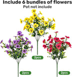 17 Inch Artificial Faux Pansy Flowers for Outdoor,Fake Pansies Flowers with Eucalyptus Leaves Fake Plants Greenery Boxwood Porch Patio Decor 6 Bundles(Light Purple,Dark Rose,Yellow)
