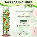 TCBWFY 6-Pack 63-Inch Adjustable Tomato Cages, Heavy-Duty Metal Plant Support Trellis for Garden and Pots, DIY Tomato Stakes, Height Adjustable 16 to 378 Inches