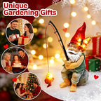 Solar Garden Gnome Statues, Outdoor Fishing Gnome with Butterfly Solar Lights Waterproof, Birthday Gifts for Mom Women Mother's Day, Garden Figurines for Yard Decor Patio Porch Lawn Ornaments