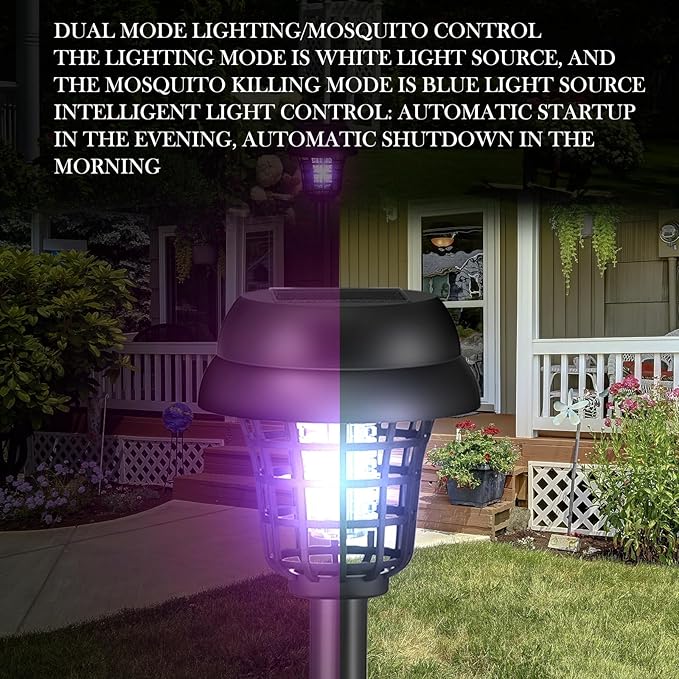 Qualirey 12 Pcs Solar Bug Zapper Outdoor Waterproof Solar Mosquito Zapper Outdoor Solar Powered Mosquito Killer Lamp Lighting Mosquito Repellent Lamp for Patio Yard Garden Insect, Purple White Light