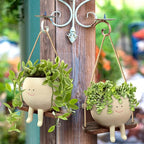 HUNTHAWK Swing Face Planter Pot Hanging Resin Flower Head Planters for Indoor and Outdoor Plants, Succulent Pots for String of Pearls Plant - Ideal Gifts for Mother's Day and Christmas (Medium)