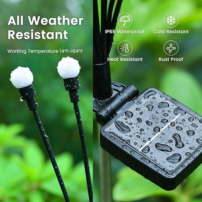 Solar Garden Lights Swaying, 40 LED Firefly Lights Outdoor Waterproof, Garden Decor Solar Lights Outdoor for Yard Porch Patio (4 Pack Multi-Colored)