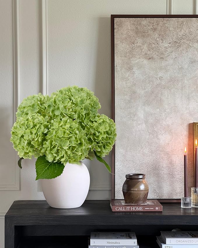 DuHouse 4Pcs Large Hydrangea Artificial Flowers,20 inch Latex Real Touch Hydrangeas Lifelike Hydrangea Flower for Home Wedding Bouquets Centerpieces Party Living Room Decoration(Green)