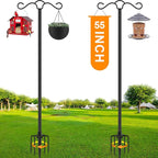 SINLEY Double Shepherds Hook for Outdoor with 5 Prong Base Heavy Duty Two Sided Bird Feeder Pole for Hanging Lantern,Hummingbird Feeder,Lightweight Plant,Shepherds Hook (2 Pack 55inch)