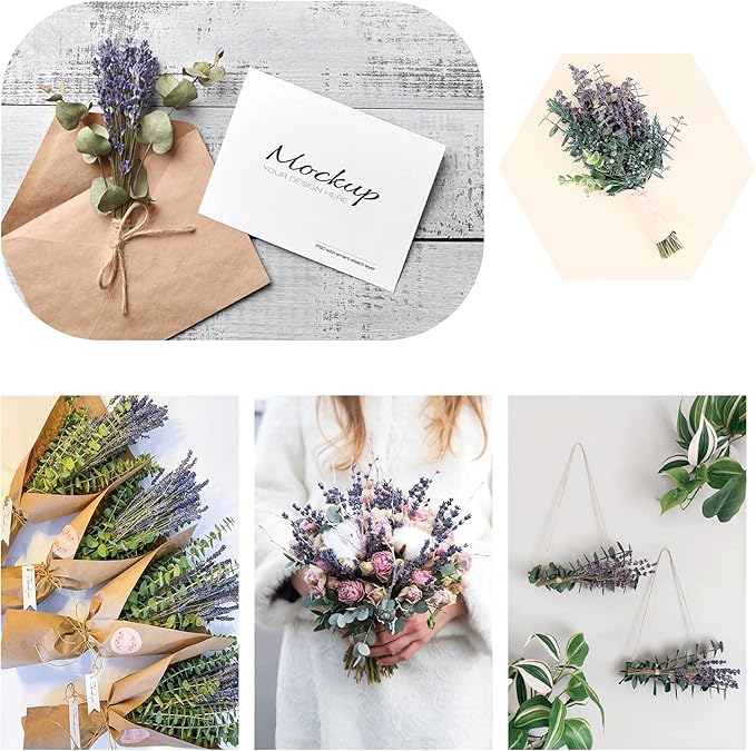 68 Pcs Dried Preserved Eucalyptus Stems & Lavender Flowers Bundles for Shower, 17'' Natural Real Live Eucalyptus Leaves Hanging Lavender Shower Plant, Fragrance, Decor