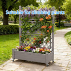 Mobile Elevated Planter Box with Trellis 3-Tier Lattice Trellis Planter with Rolling Wheels Outdoor Raised Garden Bed for Climbing Plants Vegetables and Flowers