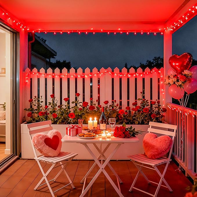 JMEXSUSS 600 LED Red Christmas Lights Outdoor, Red String Twinkle Fairy Lights Indoor Plug in, Valentines Day Lights Clear Wire for Tree Party Christmas Graduation Party Decorations
