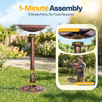 VIVOHOME Bird Bath for Outside, Polyresin Pedestal Bird Baths for Outdoor, Garden, 28 Inch Height Weather-Resistant Birdbaths with 20" Bowl, Antique Bronze