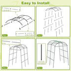 Miory Garden Arch Trellis for Climbing Plants Outdoor, Cucumber Trellis for Raised Bed, Steel with UV-Resistant PE Coated Plants Support Trellis (71 x 83 Inch)