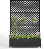 Galvanized Metal Planter Box with Trellis,Metal Raised Garden Bed Trellis 72"x47"x15.7"Inches Outdoor Planter with Wheels and Drainage Holes,for Patio Climbing Vegetables,Flowers,Vines,Black