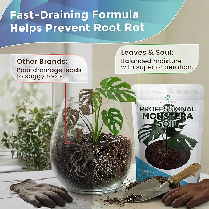Professional Monstera Soil Potting Mix 2.2 Quarts Ready to Use, Premium Indoor Plant Soil for Monstera Plants, Peat Coco Coir Perlite Dolomite, Well Draining Dirt Monstera Made in USA