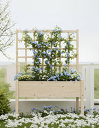 Garvee Wooden Raised Garden Bed with Trellis, 46.46x23.23x65.35IN Elevated Planter Box with Legs for Climbing Plants, Vegetables & Flowers