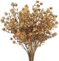 PASYOU Gold Fake Plants, Artificial Flowers Decoration for Christmas Golden Leaves Grass Plastic Faux DIY Crafts Indoor Outdoor Home Garden Party Room Bedroom Wedding Table Centerpiece Decor, 4 Pack