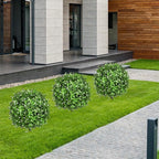 Artificial Topiary Bushes for Outdoors with Spike, Boxwood Ball Fake Shrubs UV Resistant Faux Plants for Indoor Outdoor Fall Thanksgiving Halloween Decor (Gypsophila Boxwood White-2 Packs)
