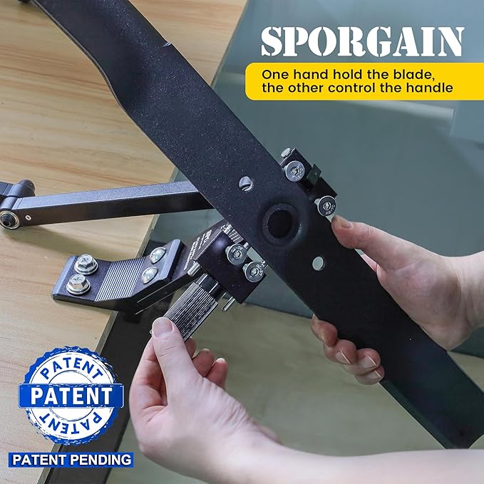 SporGain [Updated] Lawn Mower Blade Sharpener 15°-45° Adjustable Frame with Ball Bearing Manufacture Handle for Right & Left Hand Blades, Use with Angle Grinder, Blue