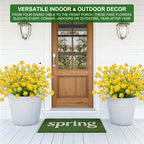 TURNMEON 20 Bundles Artificial Flowers for Outdoors, Spring Grass Camellia Fake Flowers Plastic Plants,UV Resistant No Fade Faux Greenery for Gardens Porch Yards Summer Cemetery Decor 500 Head(Yellow)
