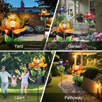 AIINY Outdoor Solar Lights Garden Decor,Wind Spinner Yard Decorations for Outside, Lotus Garden Windmill with LED Cracked Crystal Waterproof Flower Sculpture for Patio Lawn Gardening Gifts