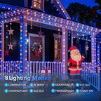 Extra-Long 144FT Solar String Lights for Outside, 2 Pack 400LED Solar Fairy Lights Outdoor Waterproof, Copper Wire with 8 Modes Solar Powered Twinkle Lights for Tree Party Xmas Decor (Blue and White)