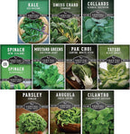 10 Power Greens Seed Collection – Heirloom Collards, Mustard, Swiss Chard, Spinach, Kale, Tatsoi, Pak Choi & More for Fall & Spring Planting | Survival Garden Seeds