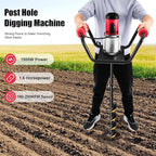 1500W Electric Post Hole Digger with 4-inch Auger Bit & 11.81inch Extension Rod, 1.6HP Pure Copper Motor Earth Auger Fence Post Digger for Post Holes Earth Digger Planting, 190-200 RPM