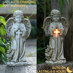 Rezpuao Angel Statue for Garden,Solar Angel for Cemetery Decorations,Garden Memorial Angels,Resin Praying Angels Figurine for Patio Lawn Yard Porch Decorations,12.12inch
