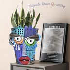 Midogaigai Abstract Face Planter Pots for Plants,Hand-Painted Colorful Flower Pots with Drainage,Indoor Outdoor Garden Decor Gift(Eclectic,Large)
