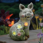 Leekung Solar Pig Statues Garden Decor,Outdoor Statue Sculpture with Led Lights,Solar Garden Decorations Pig Figurines for Patio,Balcony,Yard,Lawn,Unique Housewarming Birthday Gifts for Mom Women
