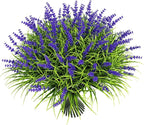 15 Bundles UV Resistant No-Fade Outdoor Artificial Plants & Flowers, Adjustable Height Fake Lavender Flowers Indoor & Outdoor Decor for Garden Patio Pathway Hanging Planter Front Porch