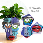 Midogaigai Abstract Face Planter Pots for Plants,Hand-Painted Colorful Flower Pots with Drainage,Indoor Outdoor Garden Decor Gift(Eclectic,Small)