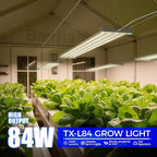 Barrina TX-L84 4FT LED Grow Light, 84W, 4 LED Panels Wider Coverage, Full Spectrum with 730nm IR LEDs, High PPFD, Linkable, Hanging for Plant Lights Indoor, Greenhouse, Vegetable, Seeding, 1 Pack