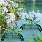EBaokuup 4 Pcs Pond Planting Bag with Handle, Reusable 7 Inch Round Aquatic Mesh Plant Pot for Ponds, Breathable Green Water Garden Pond Plant Basket for Lotus Bog Terrestrial Plants