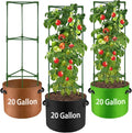 Suntee 3 Pack Tomato Cage with 20 Gallon Grow Bags, 48 Inch Tomato Cages for Garden Patio Balcony, Adjustable Height Tomatoes Plant Support for Climbing Vegetables Plants Flowers